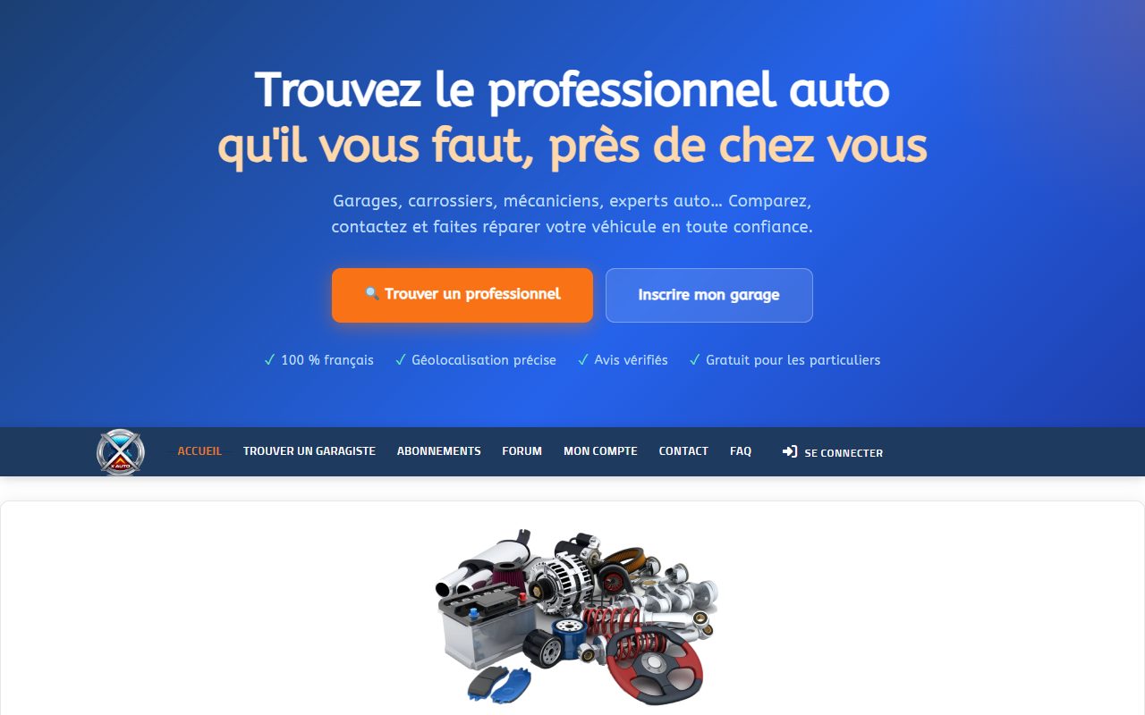 Page d'accueil du site auto-xxx sur ordinateur
