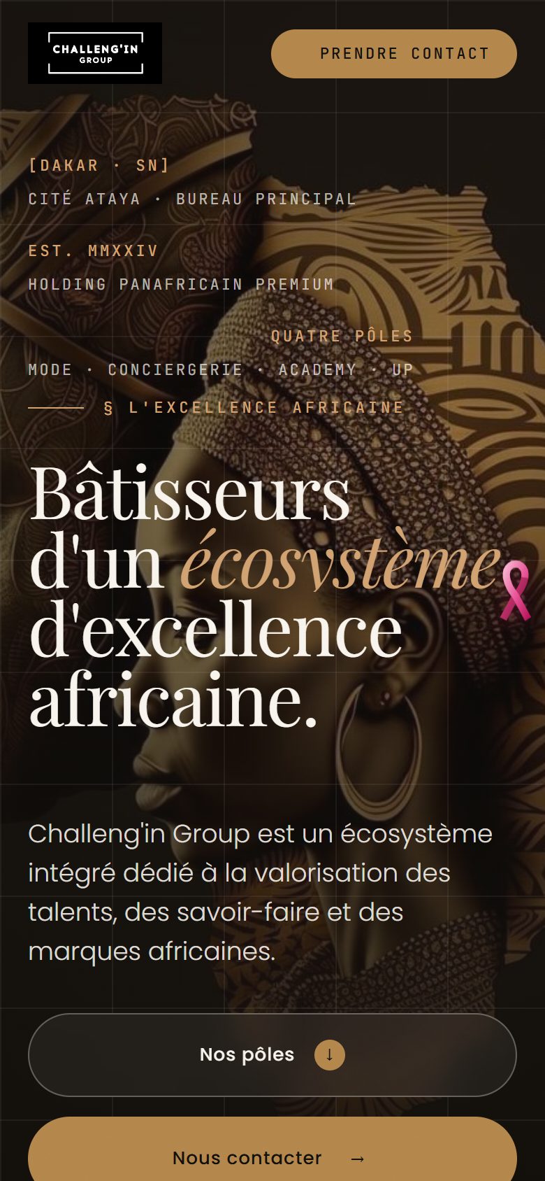 Le site Challeng'in Group sur téléphone