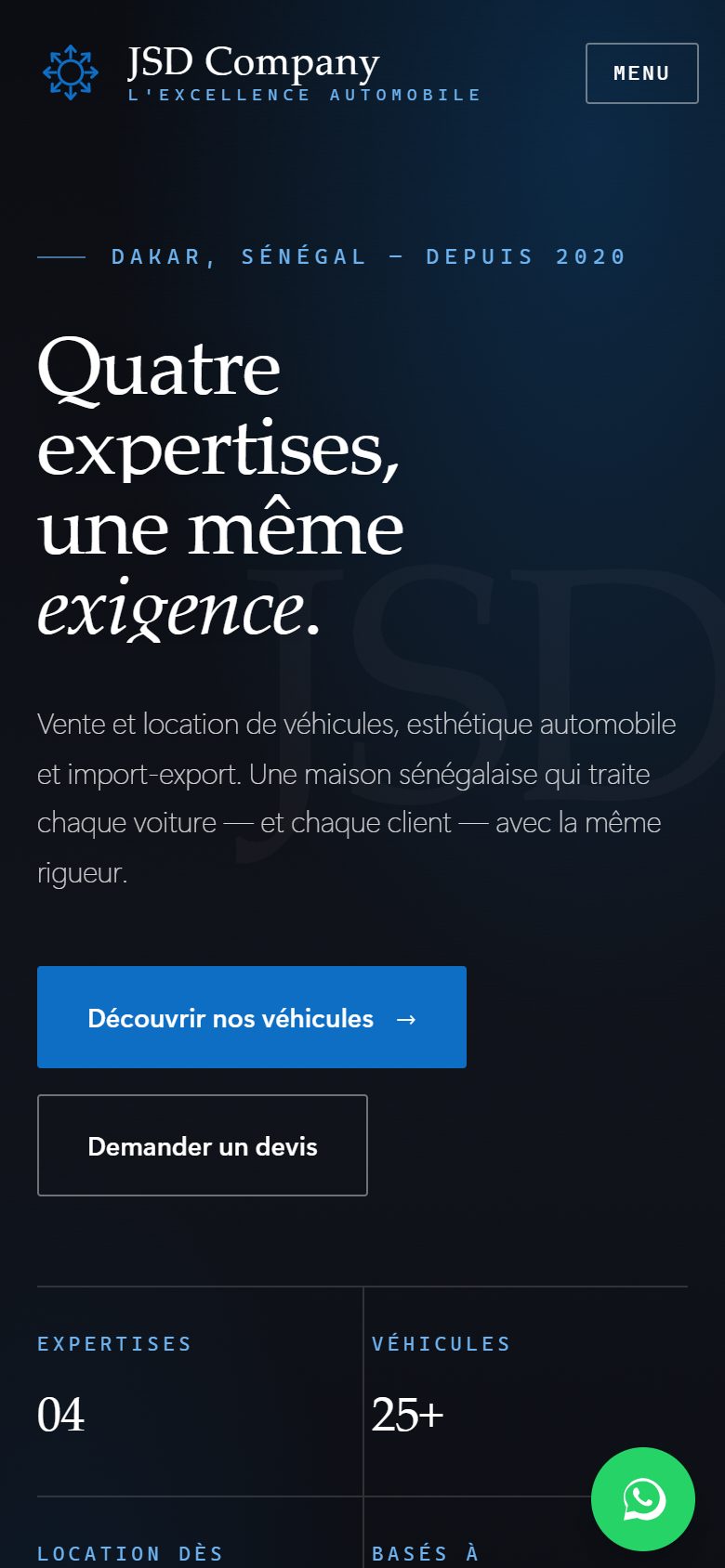Le site JSD Company sur téléphone