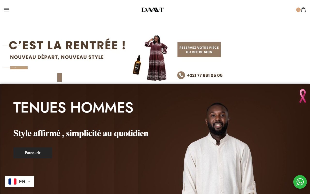 Page d'accueil du site Maison Daavi sur ordinateur